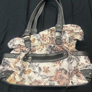 Wilsons Leather Handbag Floral Pattern Fabric Purse Shoulder Bag #346